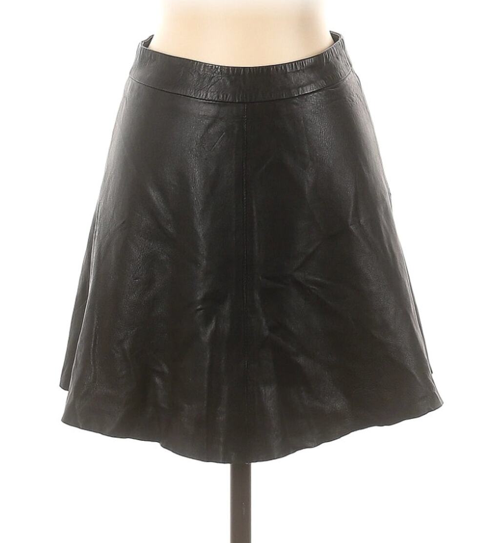 Veda Black Leather Circle Mini Skirt Minimalist A Line Dark Academia Small